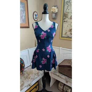 Vintage 1980s/1990s The navy floral swim dress